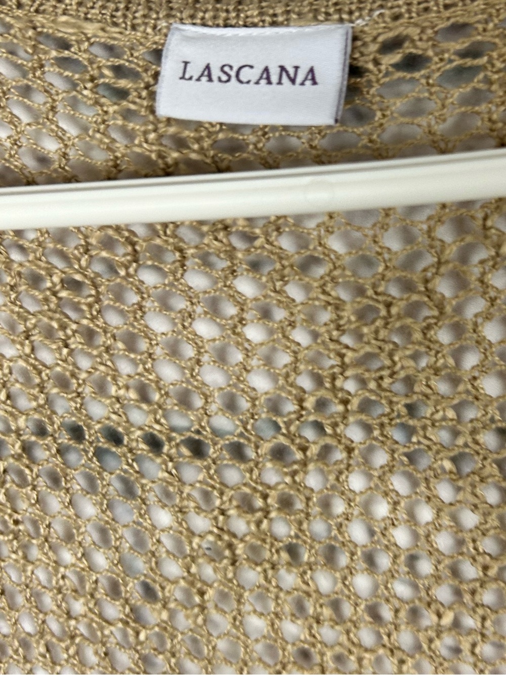 Lascana Open Knit Duster Cardigan Gold Metallic Crochet Longline Size 8/10 - Picture 5 of 8